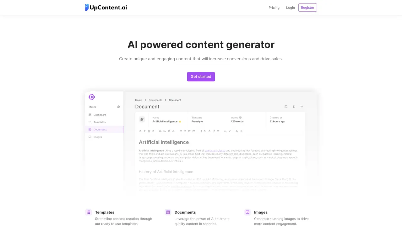 UpContent screenshot