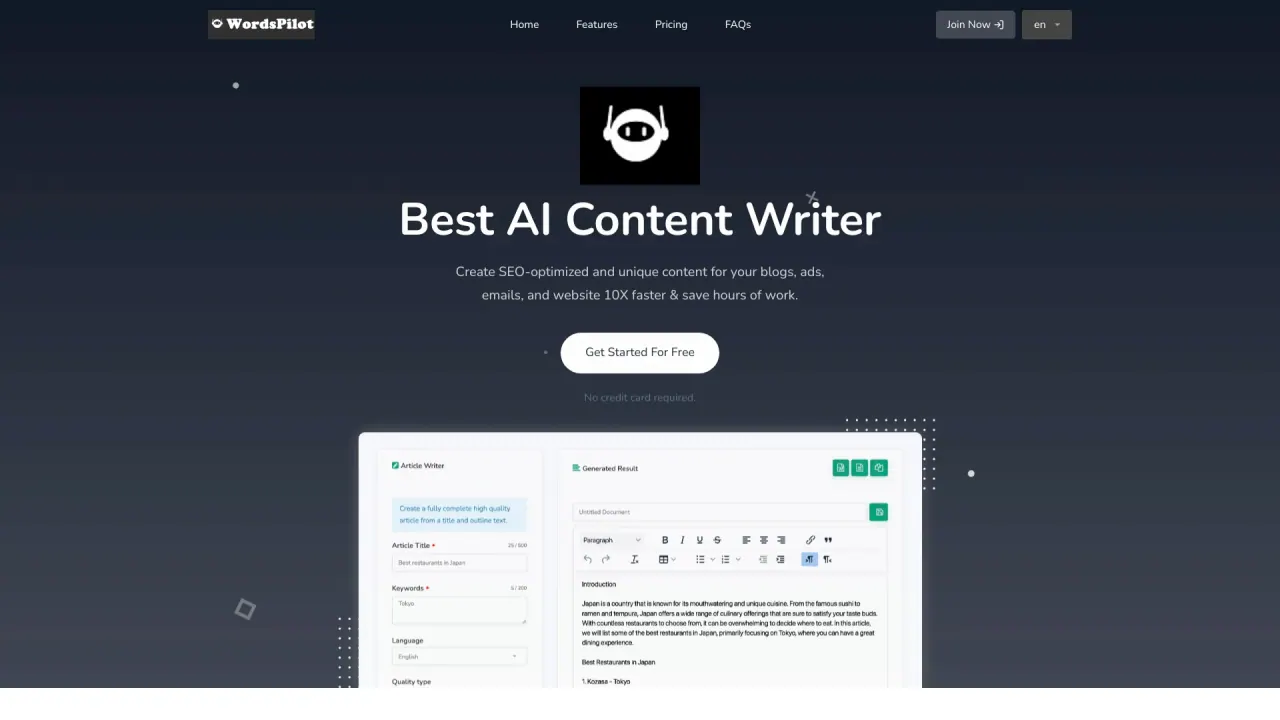 Wordspilot screenshot