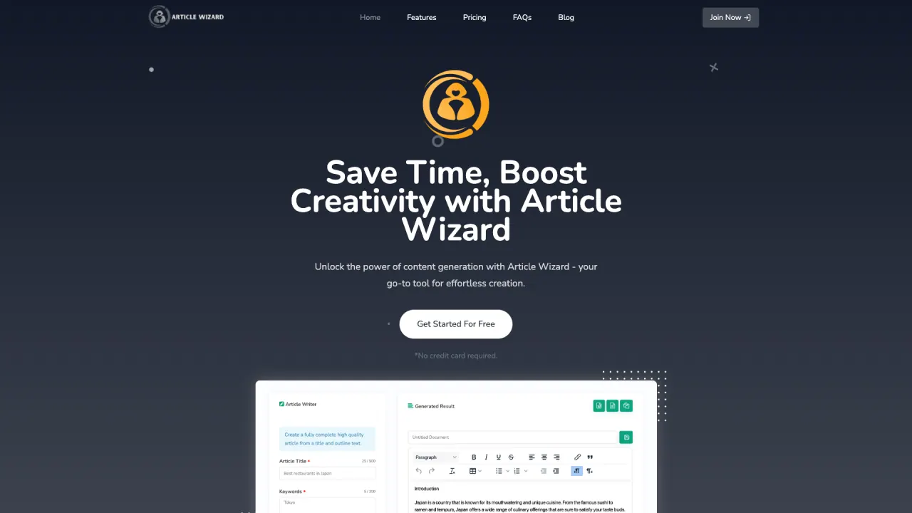 ArticleWizard AI screenshot