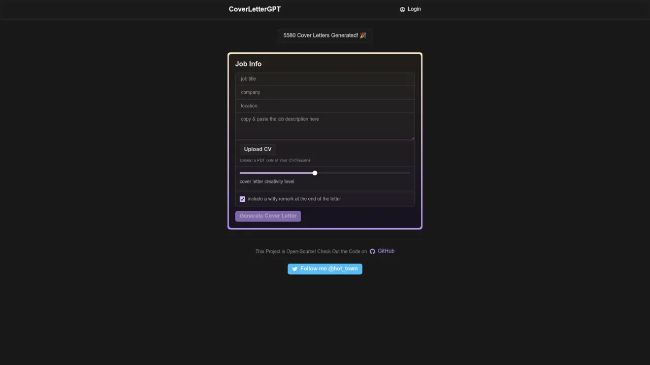 CoverletterGPT screenshot