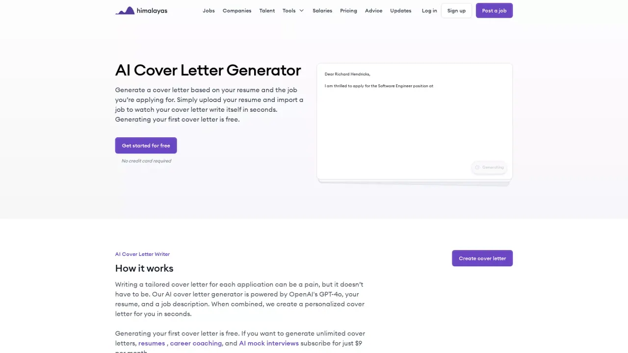 AI Cover Letter Generator screenshot