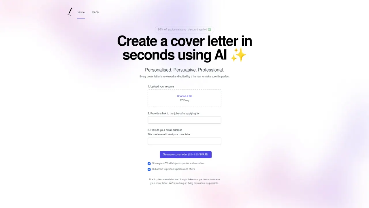 Write Me A Cover Letter screenshot