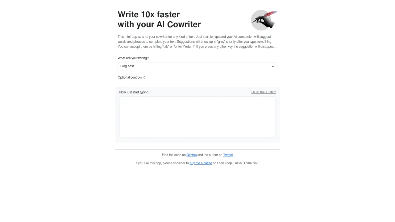 AI Cowriter screenshot