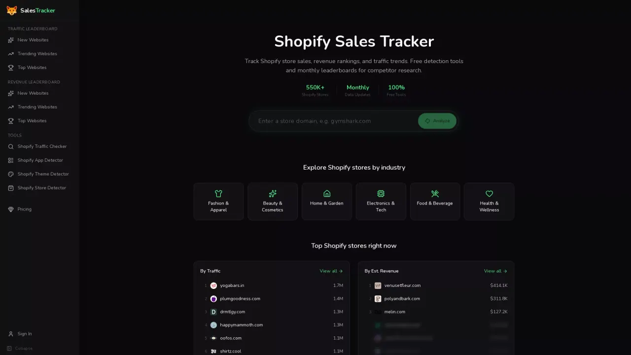 Shopify Sales Tracker screenshot