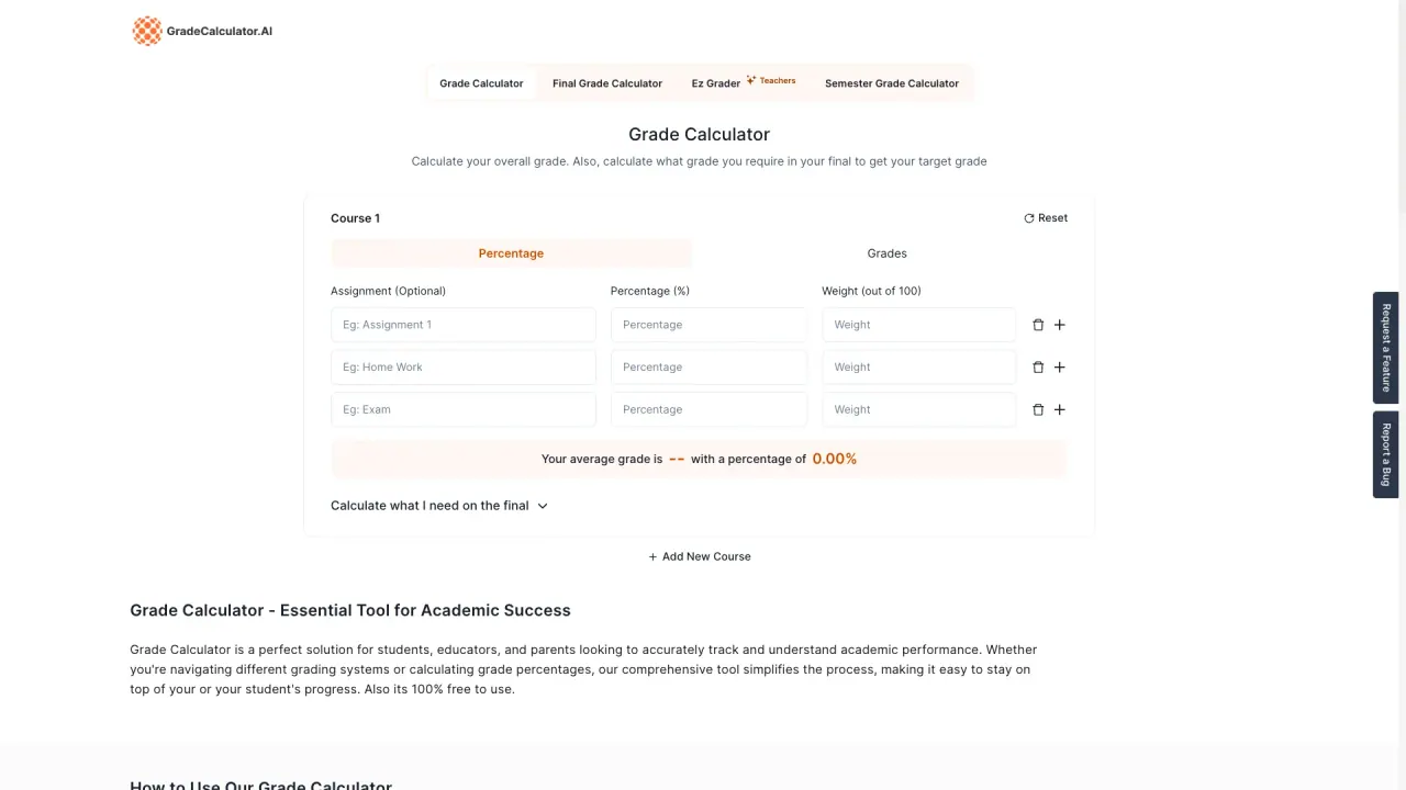 Grade Calculator AI screenshot