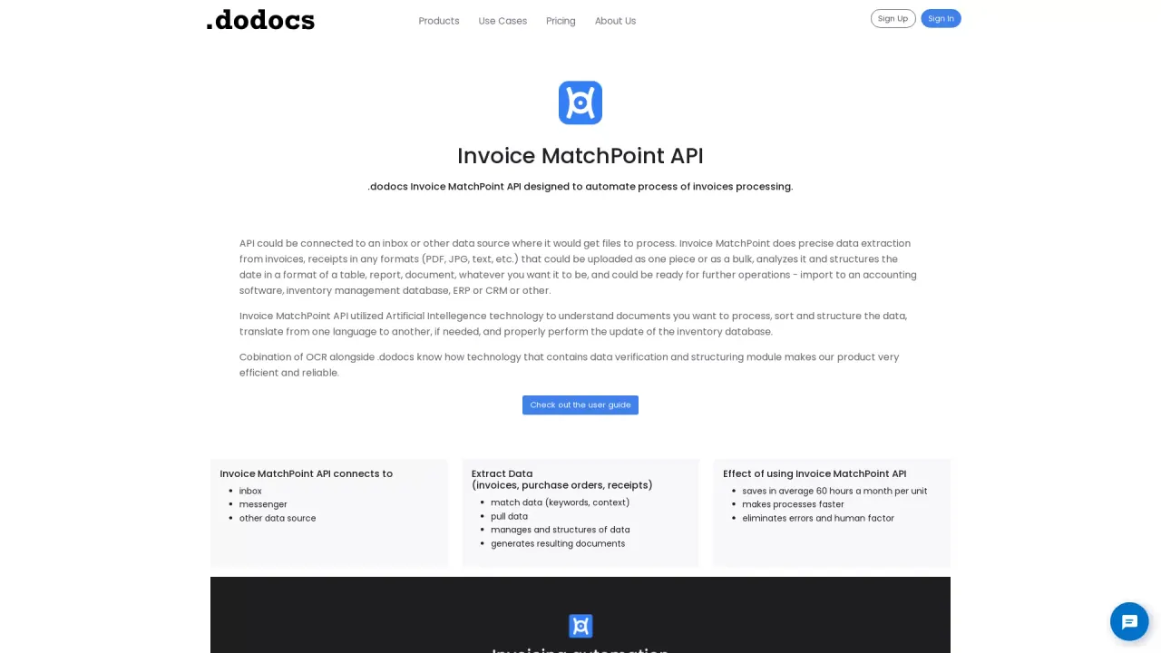 Invoice MatchPoint API screenshot