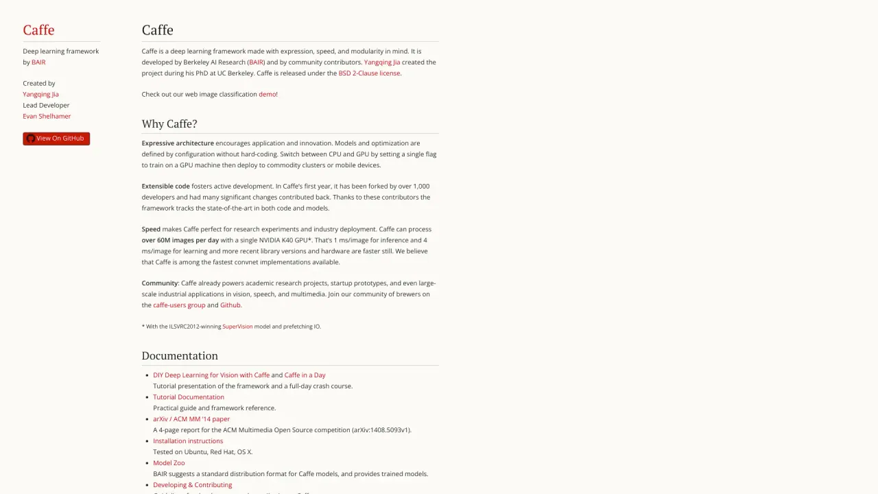 Caffe screenshot