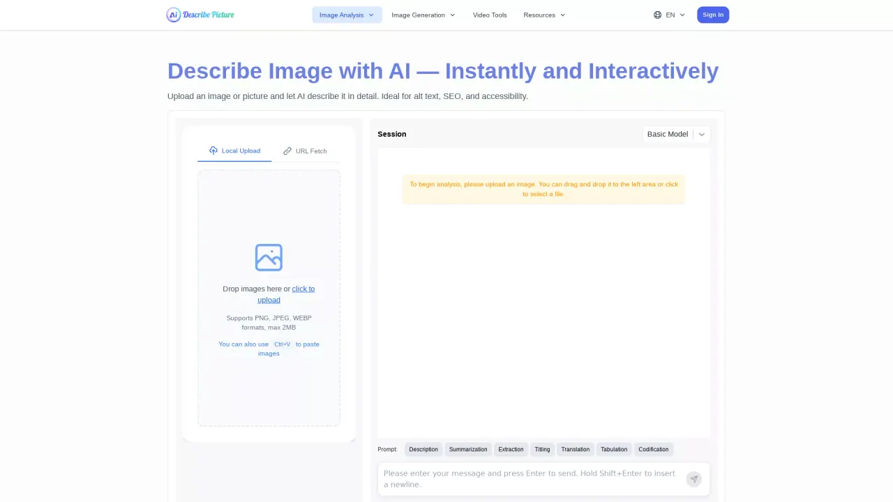 ImageDescriber screenshot