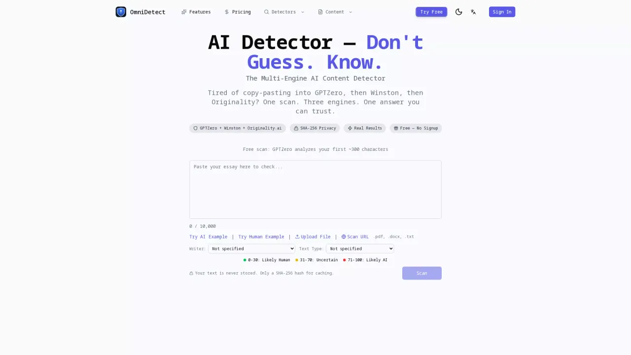 Omnidetect screenshot