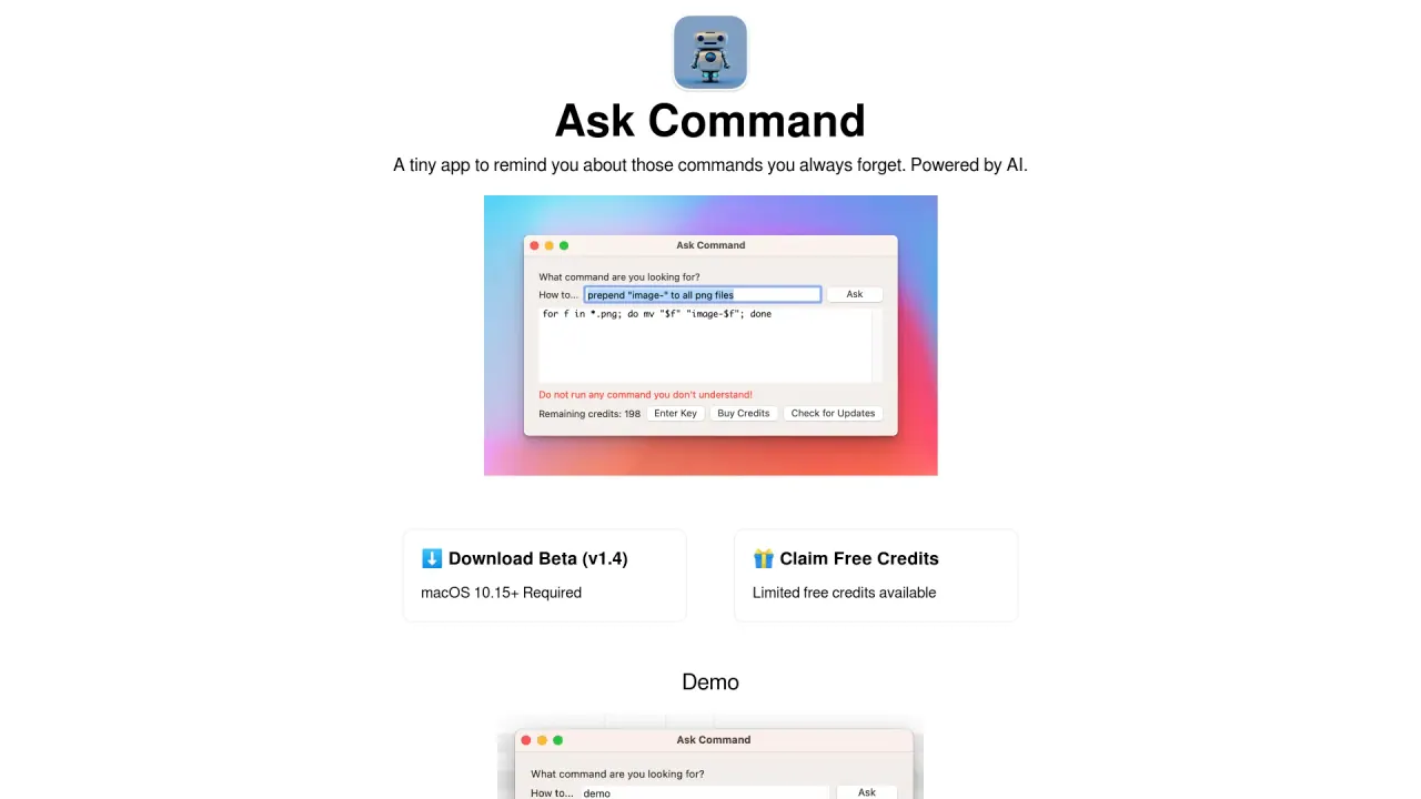 Askcommand screenshot
