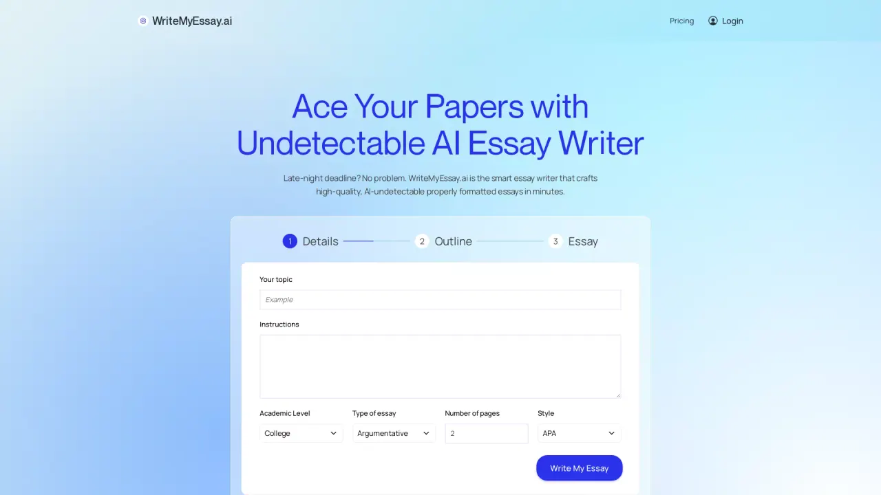 WriteMyEssayAI screenshot