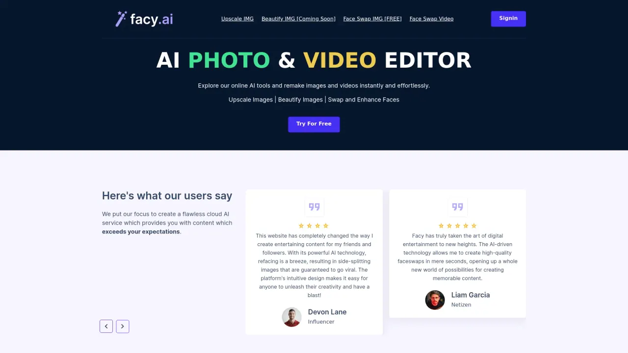 Facy.ai screenshot