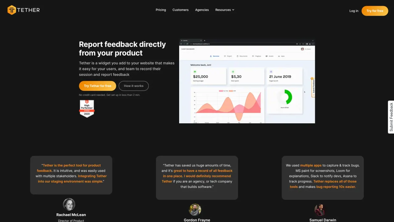 Tether screenshot