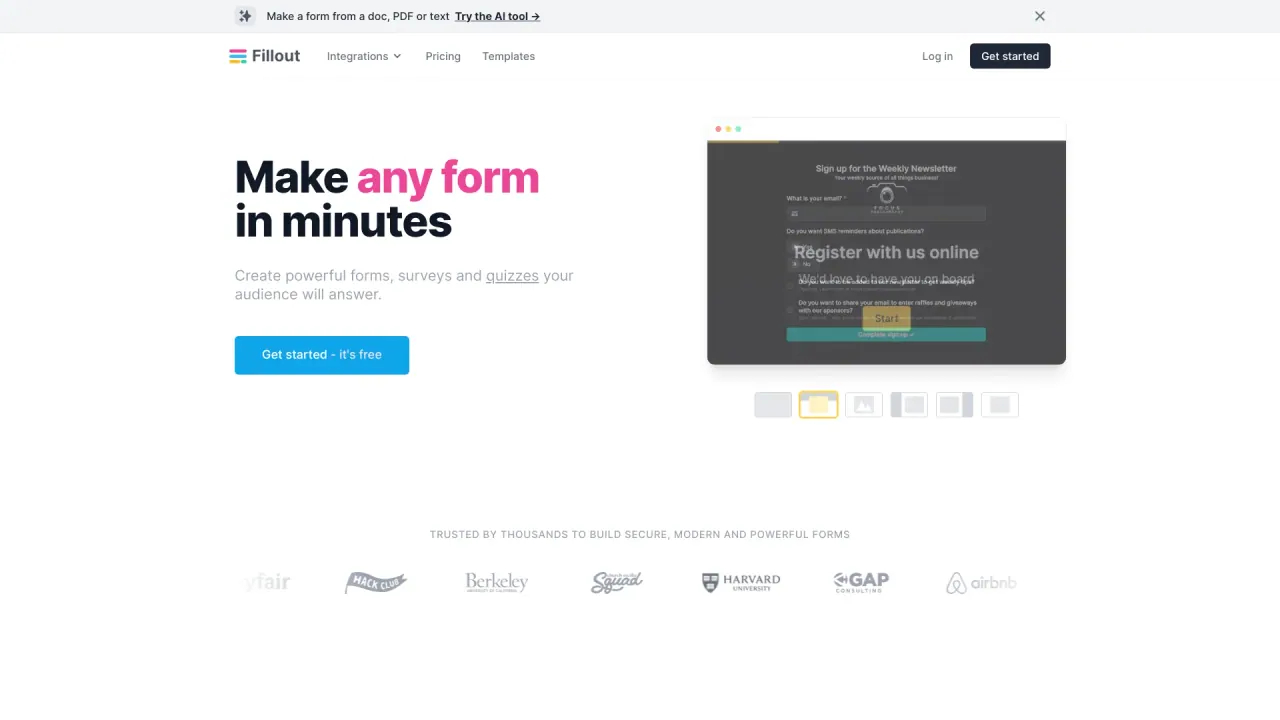 Fillout screenshot