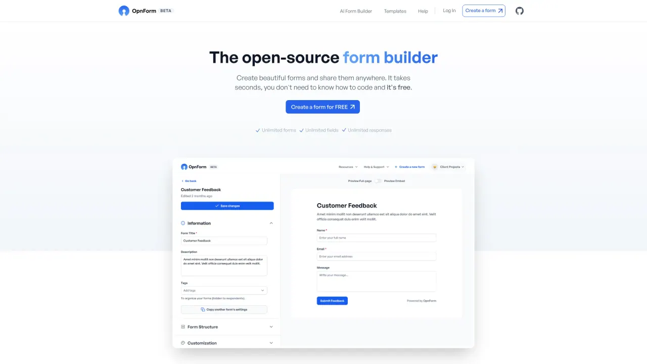 Opnform screenshot