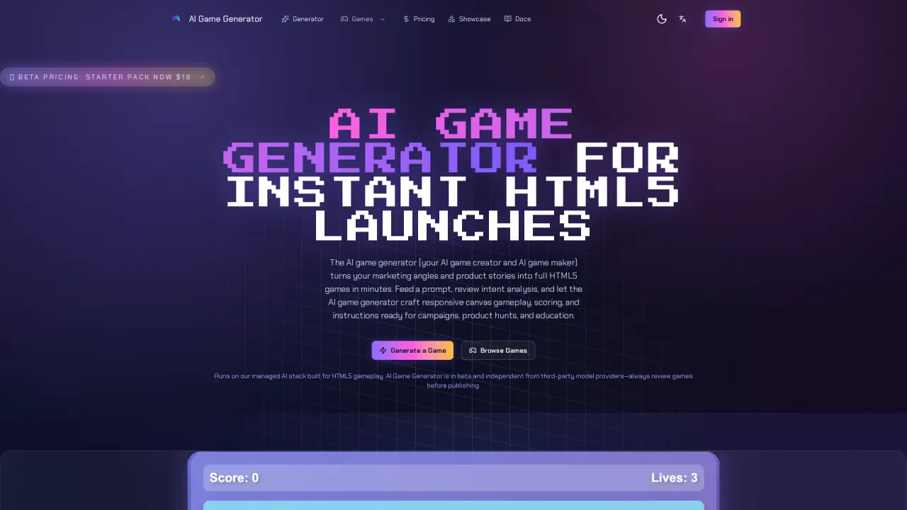 AiGameGenerator screenshot