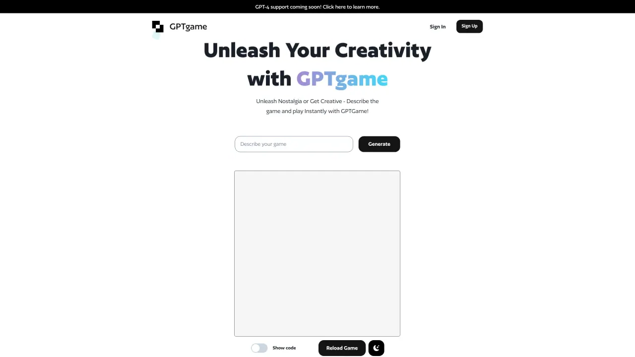 GPTGame screenshot