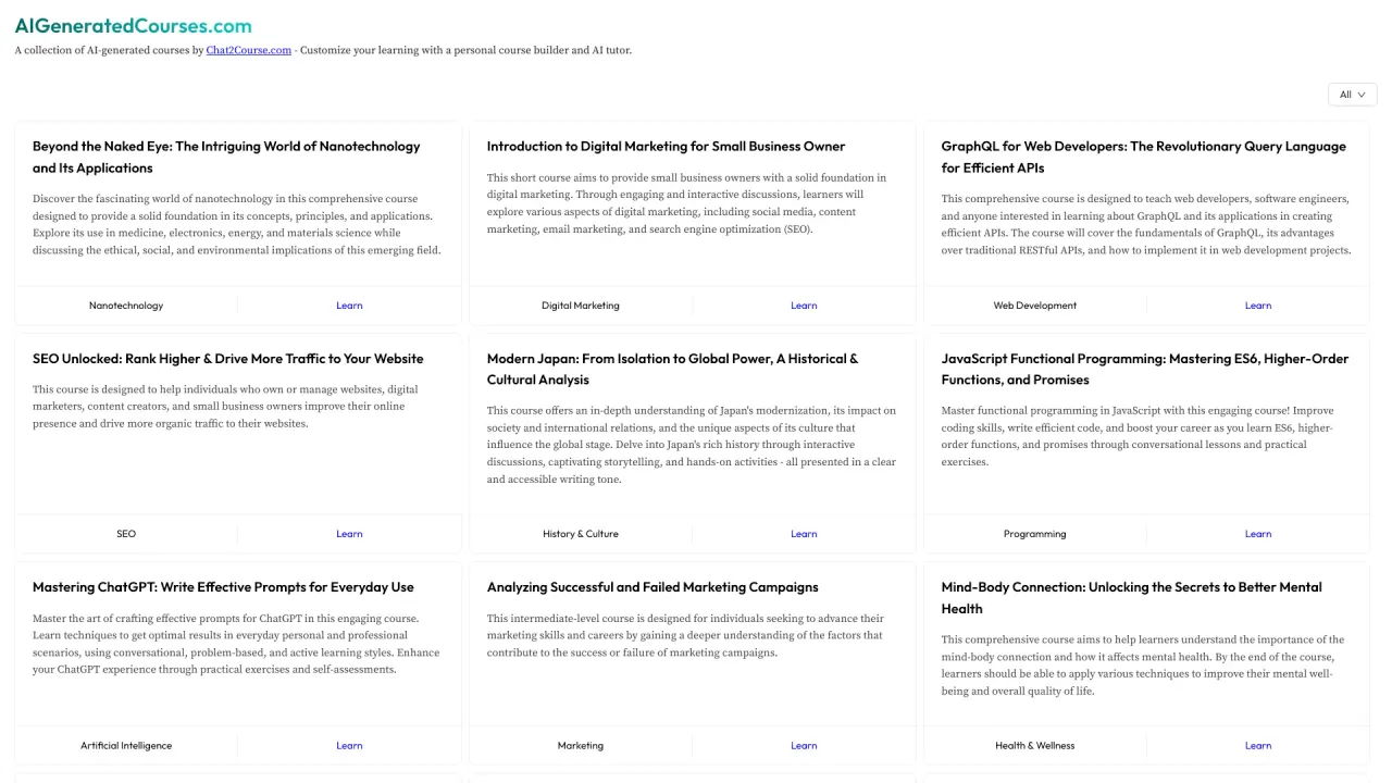 AIGeneratedCourses screenshot