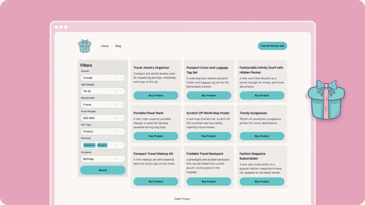 GiftIdeasAI screenshot