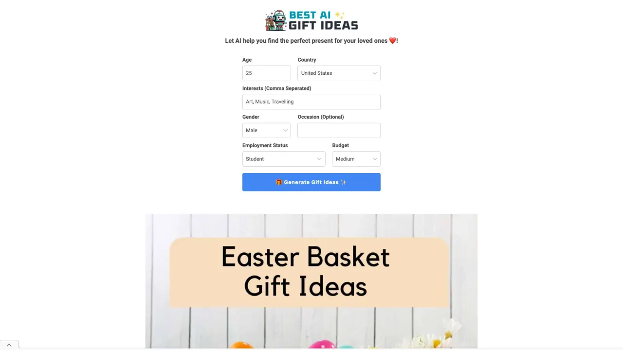 BestAIGiftIdeas screenshot