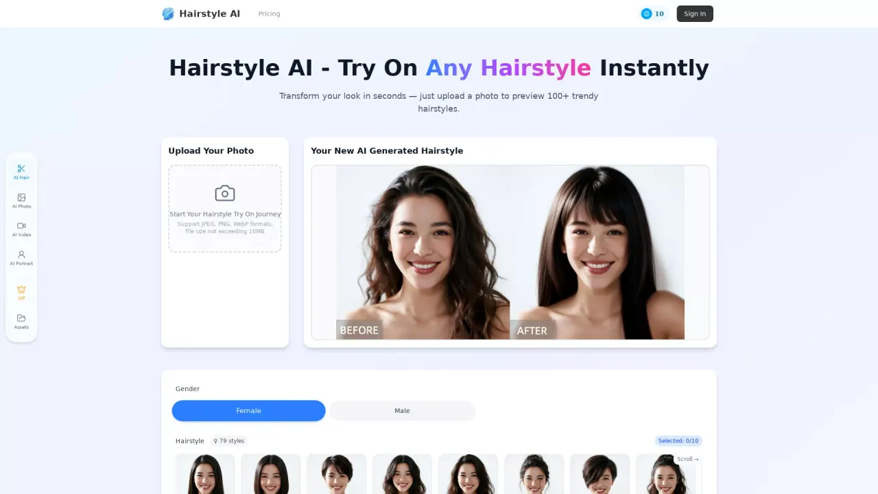Hairstyle AI screenshot