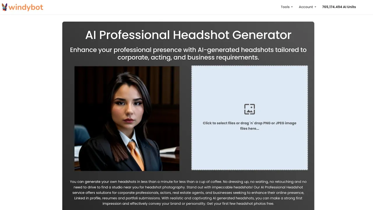 AI Professional Headshot screenshot