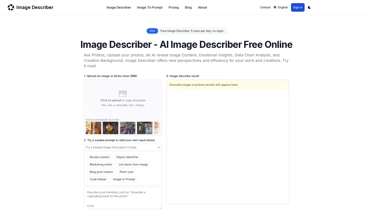 Image Describer screenshot