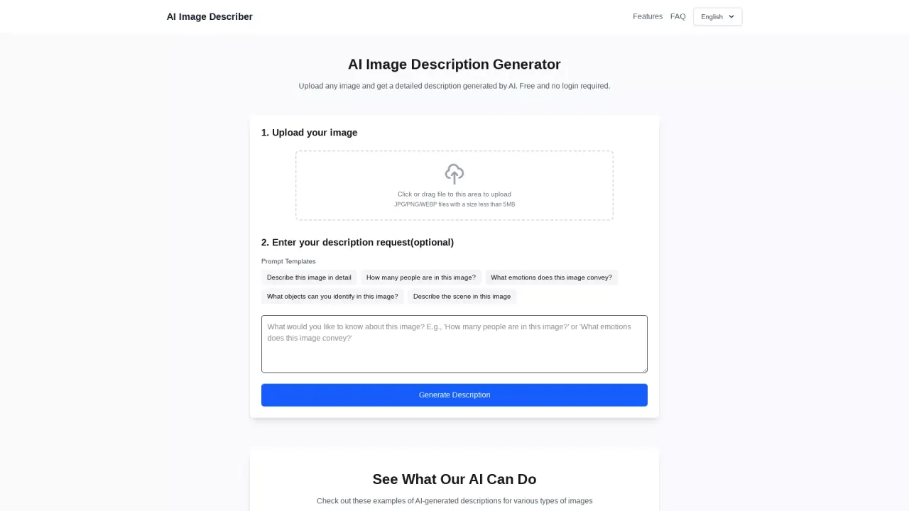 AI Image Describer screenshot