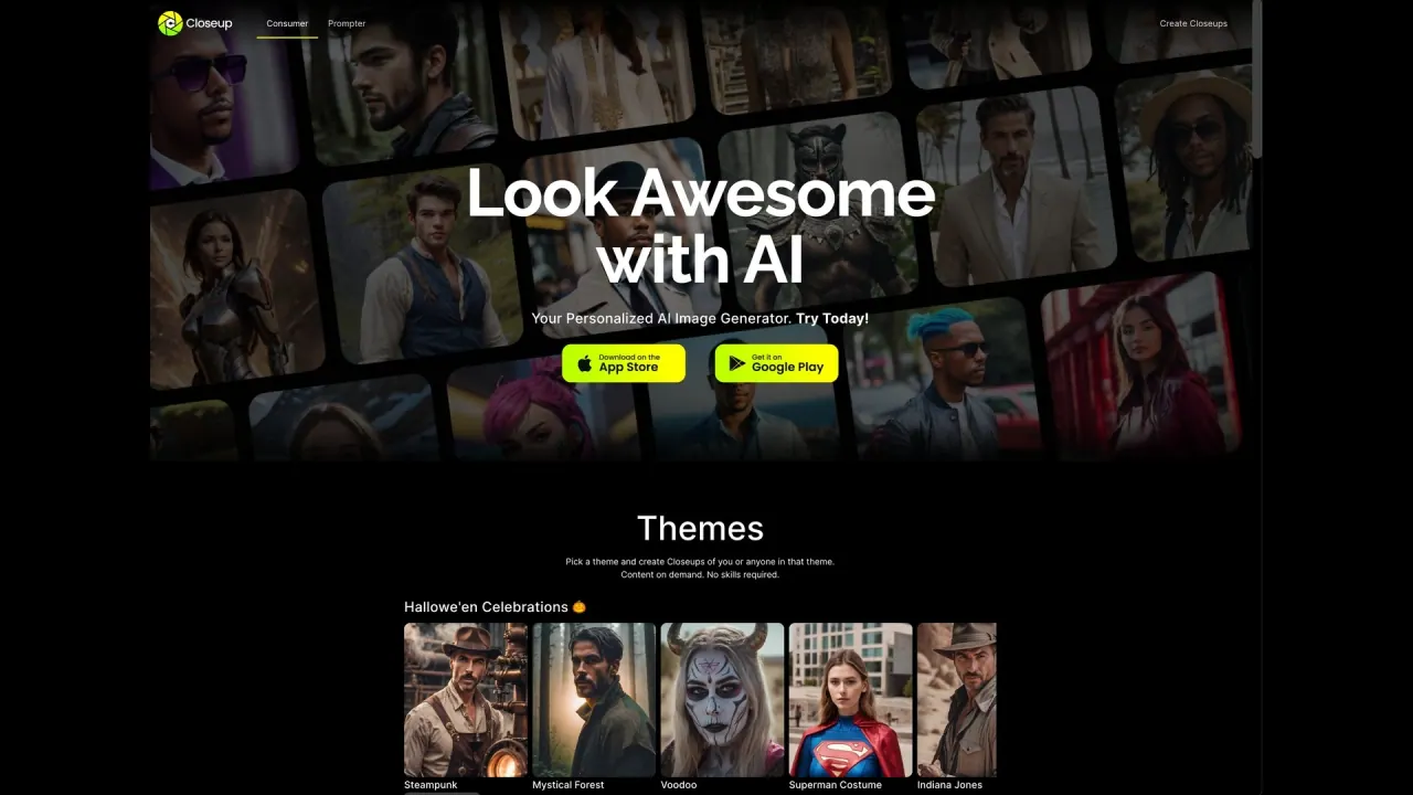 Closeup.ai screenshot