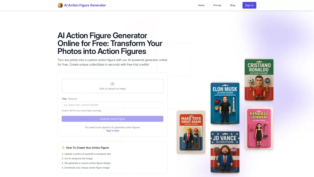 AI Action Figure Generator screenshot