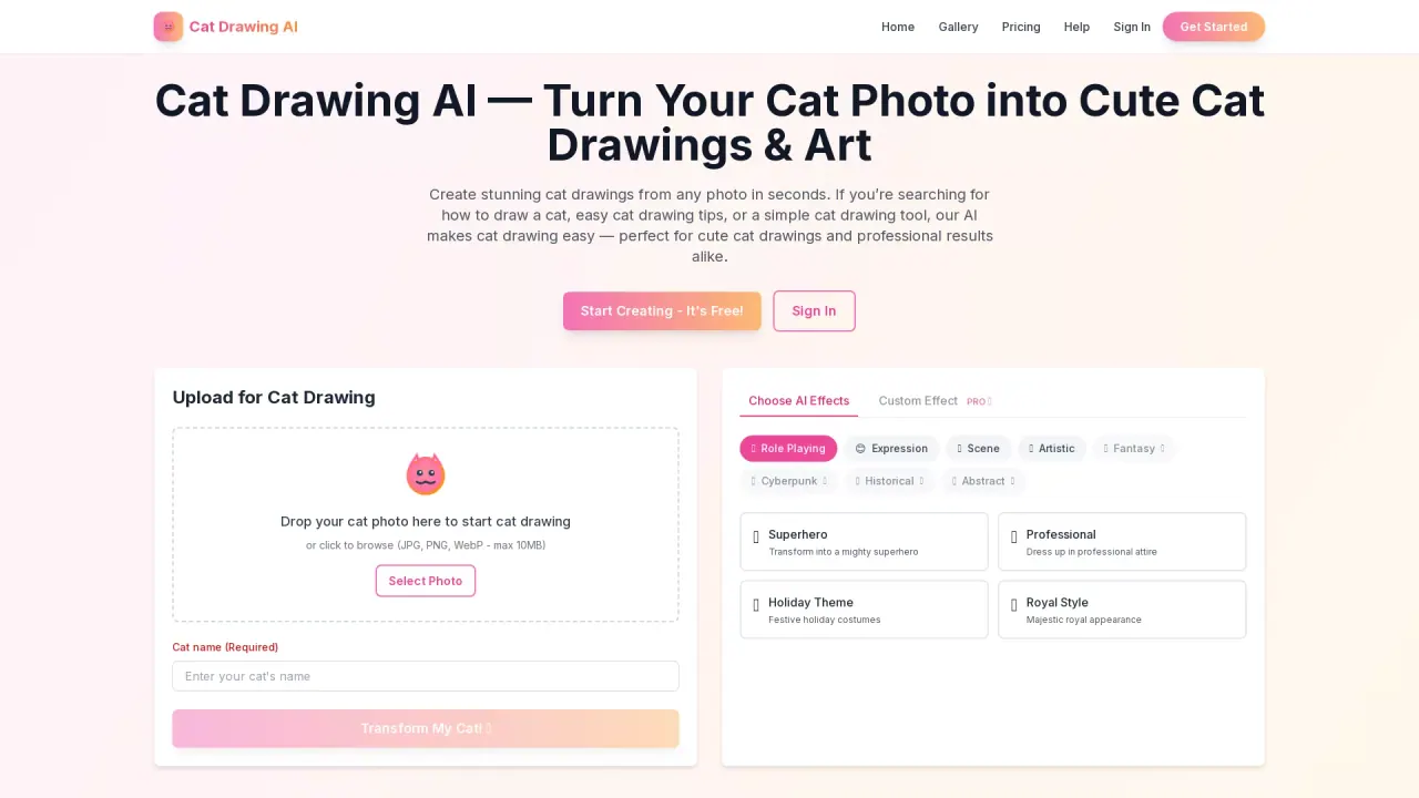 Cat Drawing AI screenshot