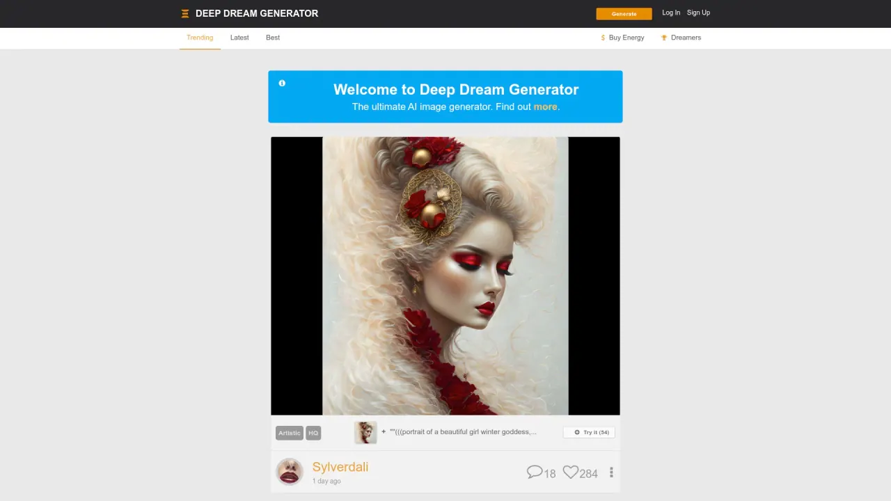 Deepdreamgenerator screenshot