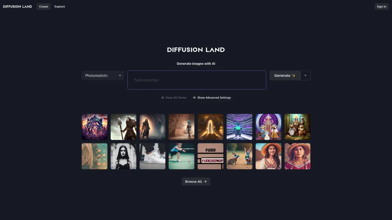Diffusion land screenshot