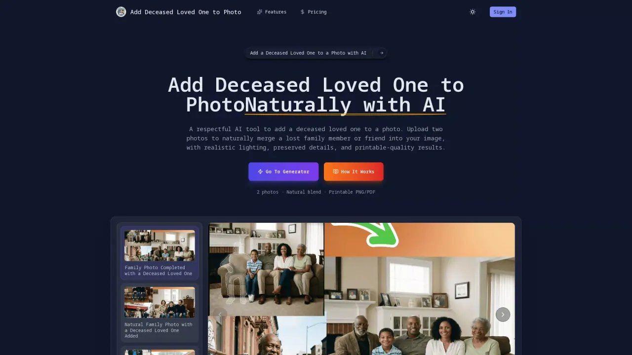 AddDeceasedLovedOneToPhoto screenshot