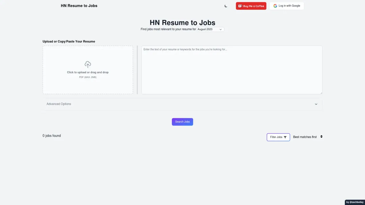 HN Resume To Jobs screenshot