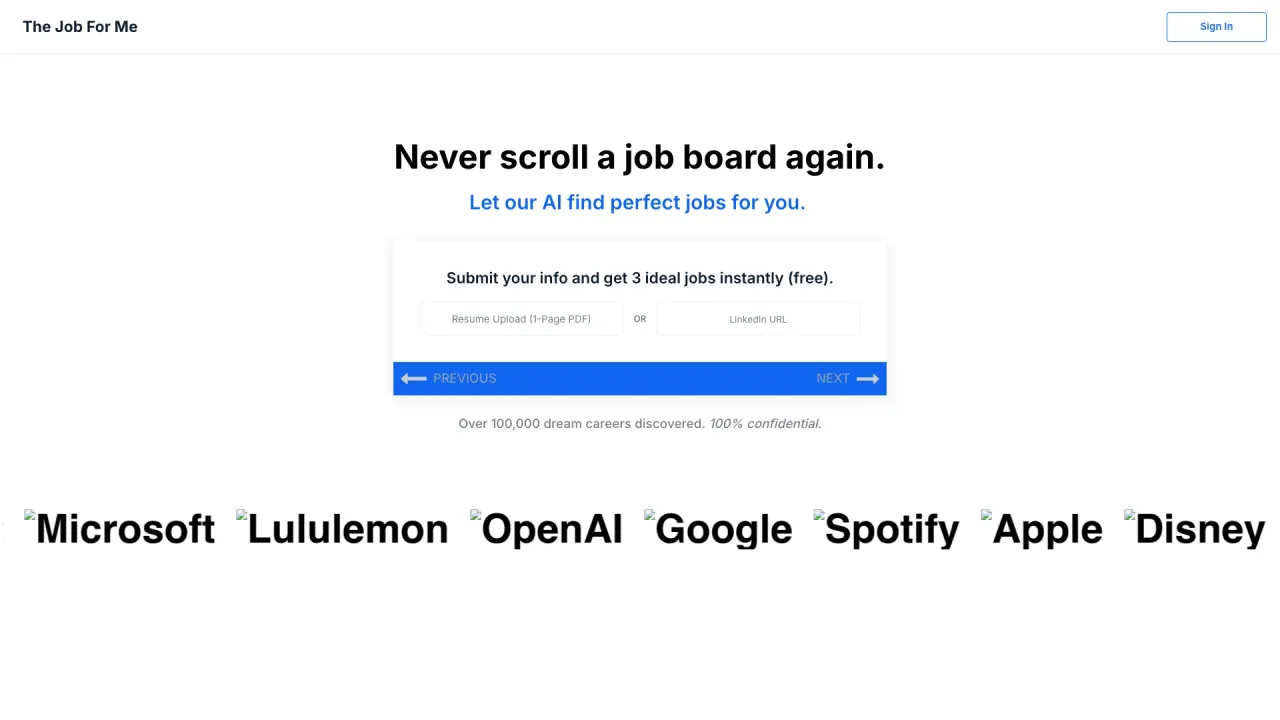 Thejobforme screenshot