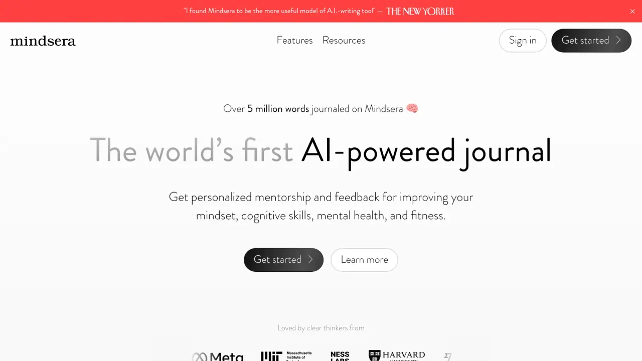Mindsera screenshot