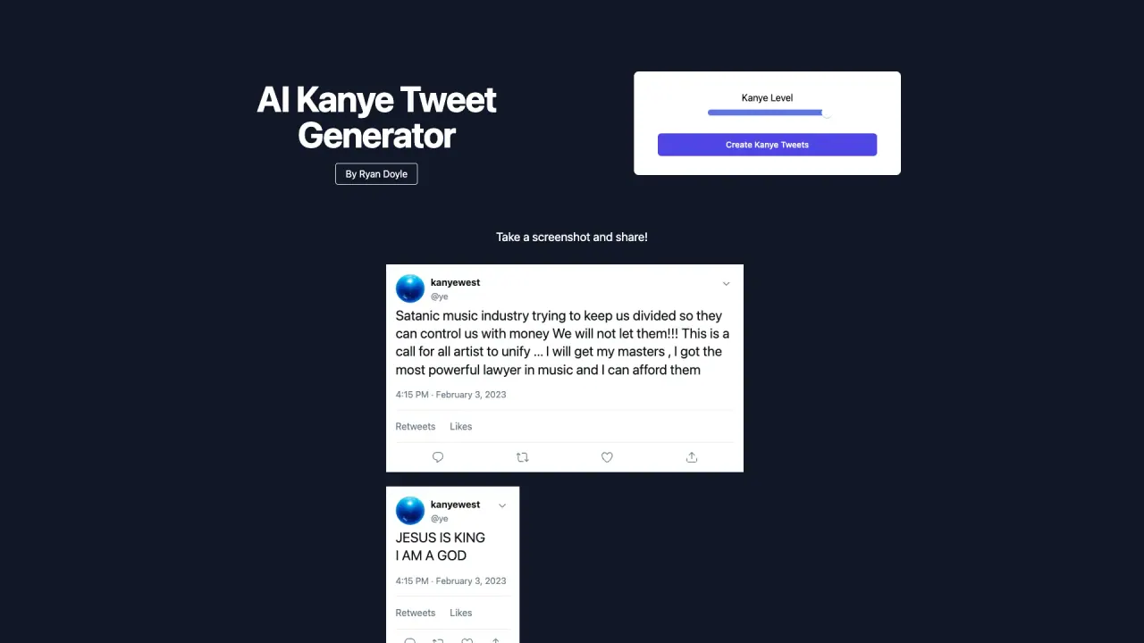 Kanye Tweet Generator screenshot