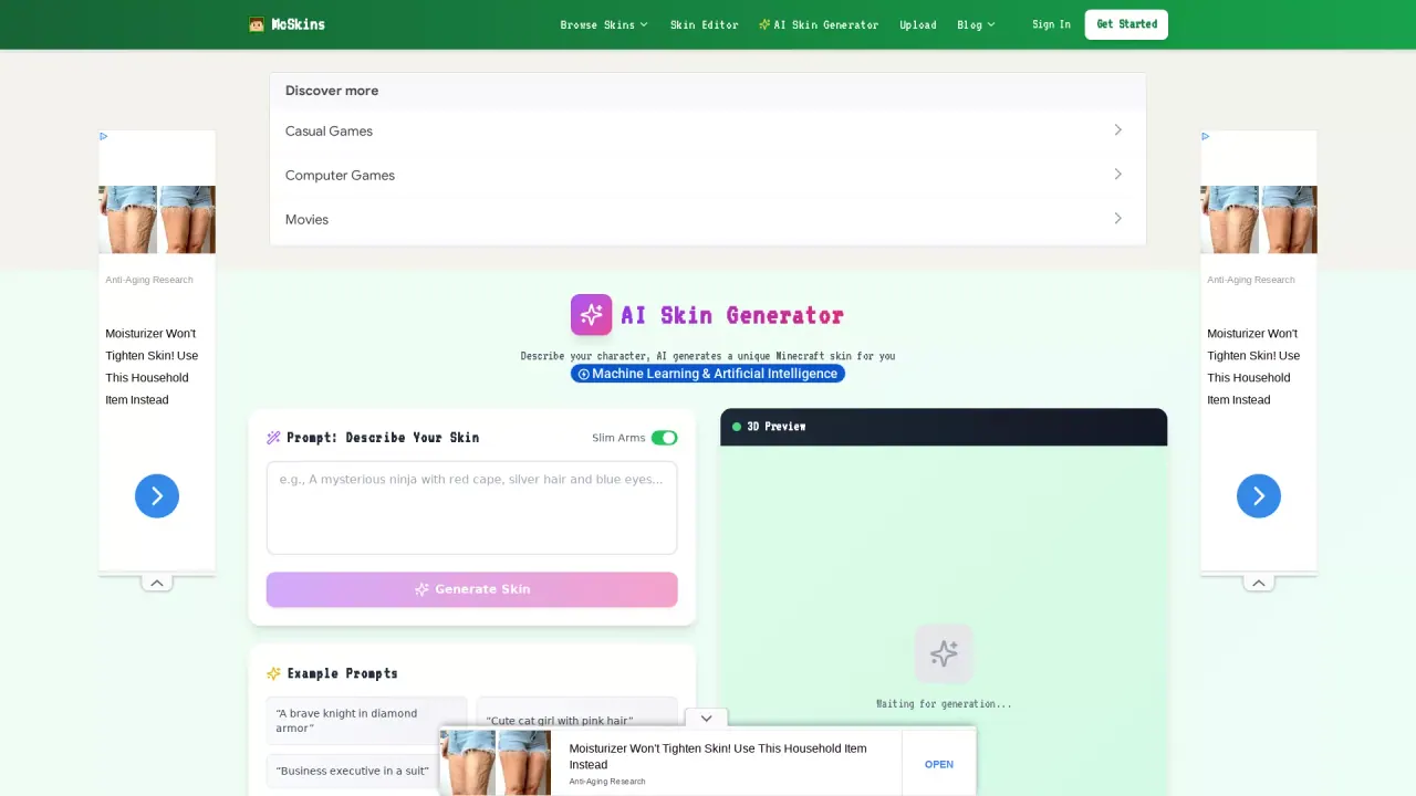 AI Minecraft SkinGenerator screenshot