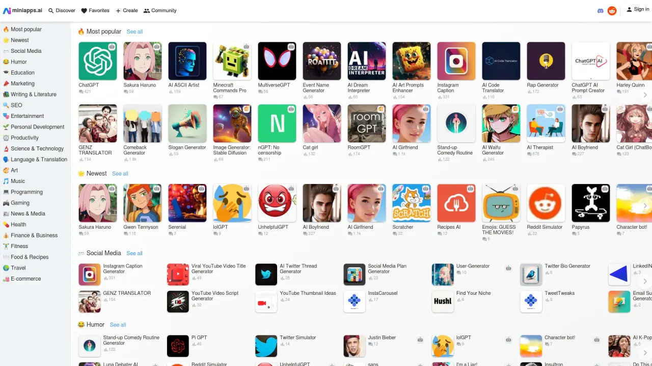 Miniapps screenshot