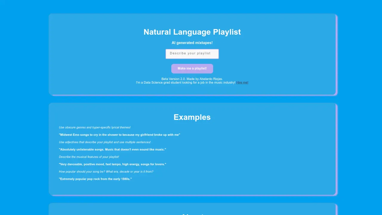 Naturallanguageplaylist screenshot