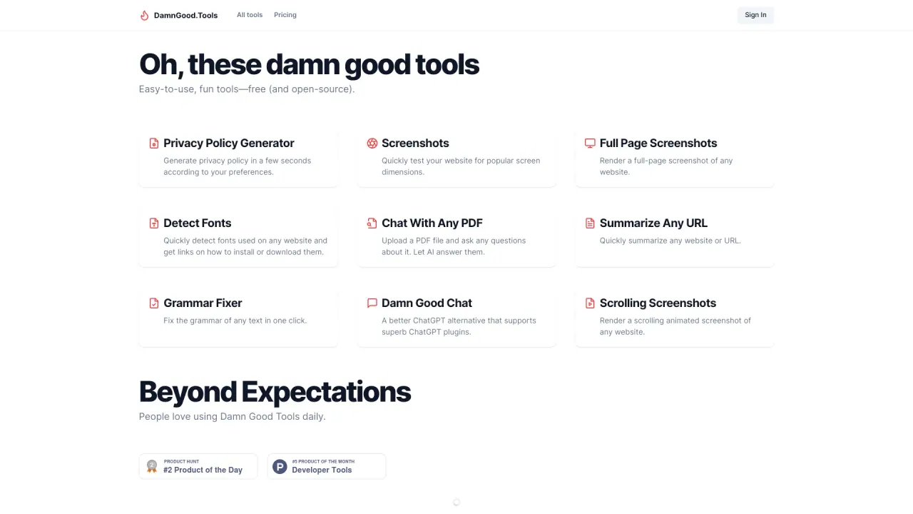 Damn Good Tools screenshot