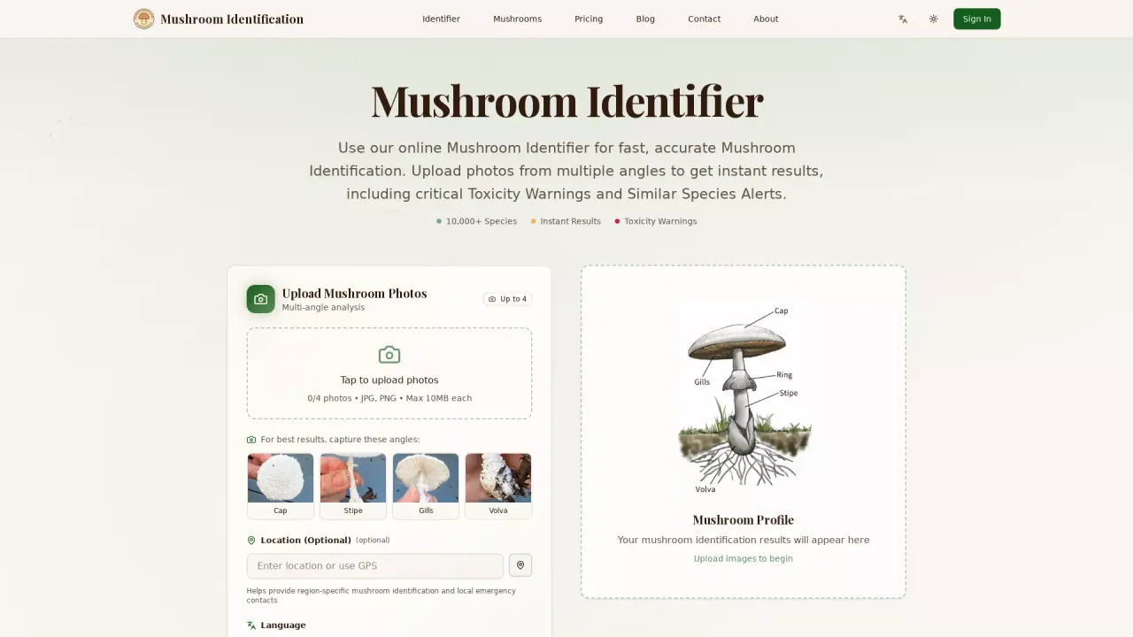 MushroomIdentifier screenshot