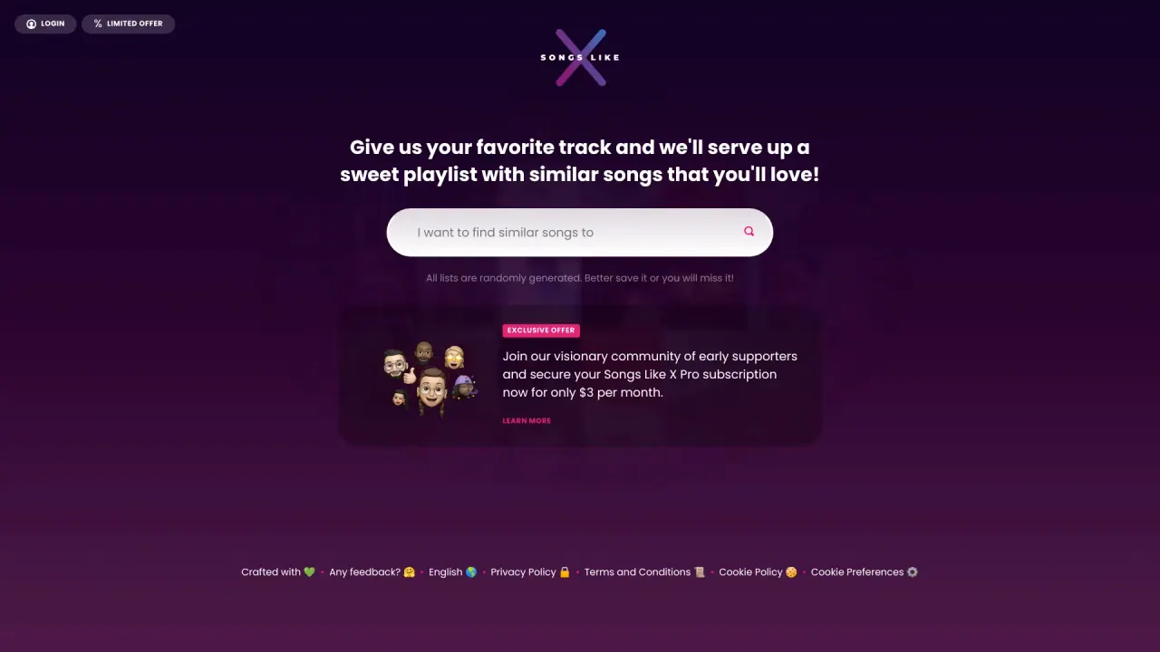 Songslikex screenshot