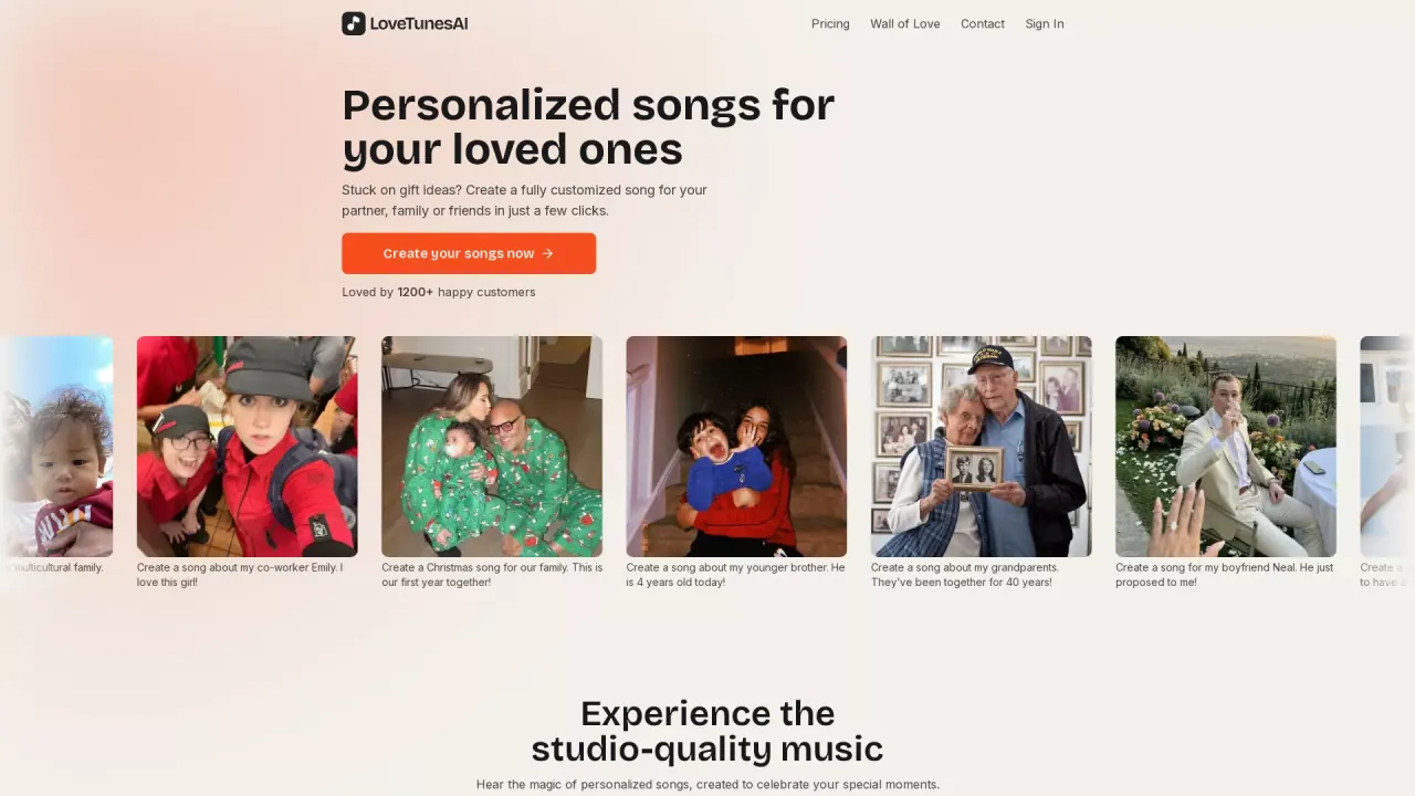 LoveTunesAI screenshot