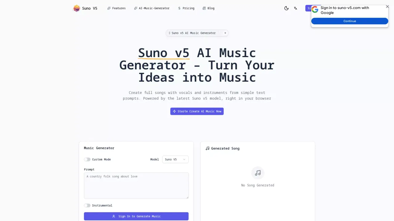 SunoV5 screenshot