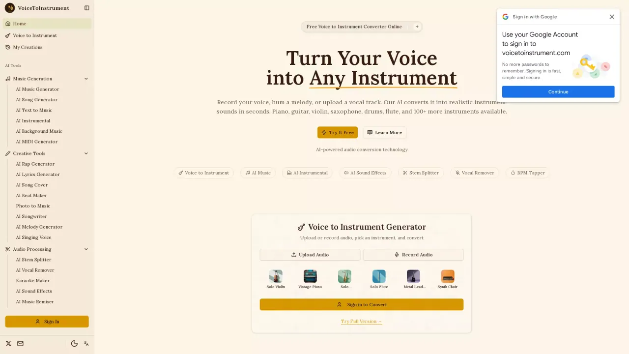 VoiceToInstrument screenshot