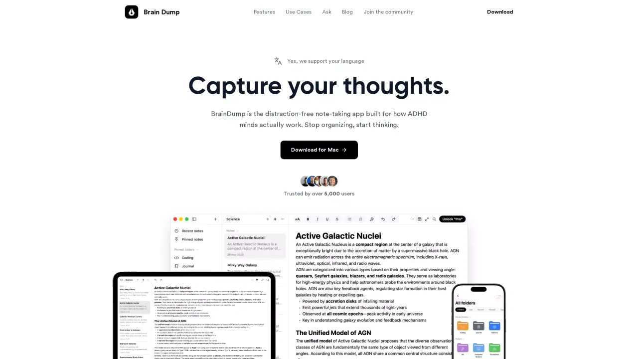 BrainDump screenshot