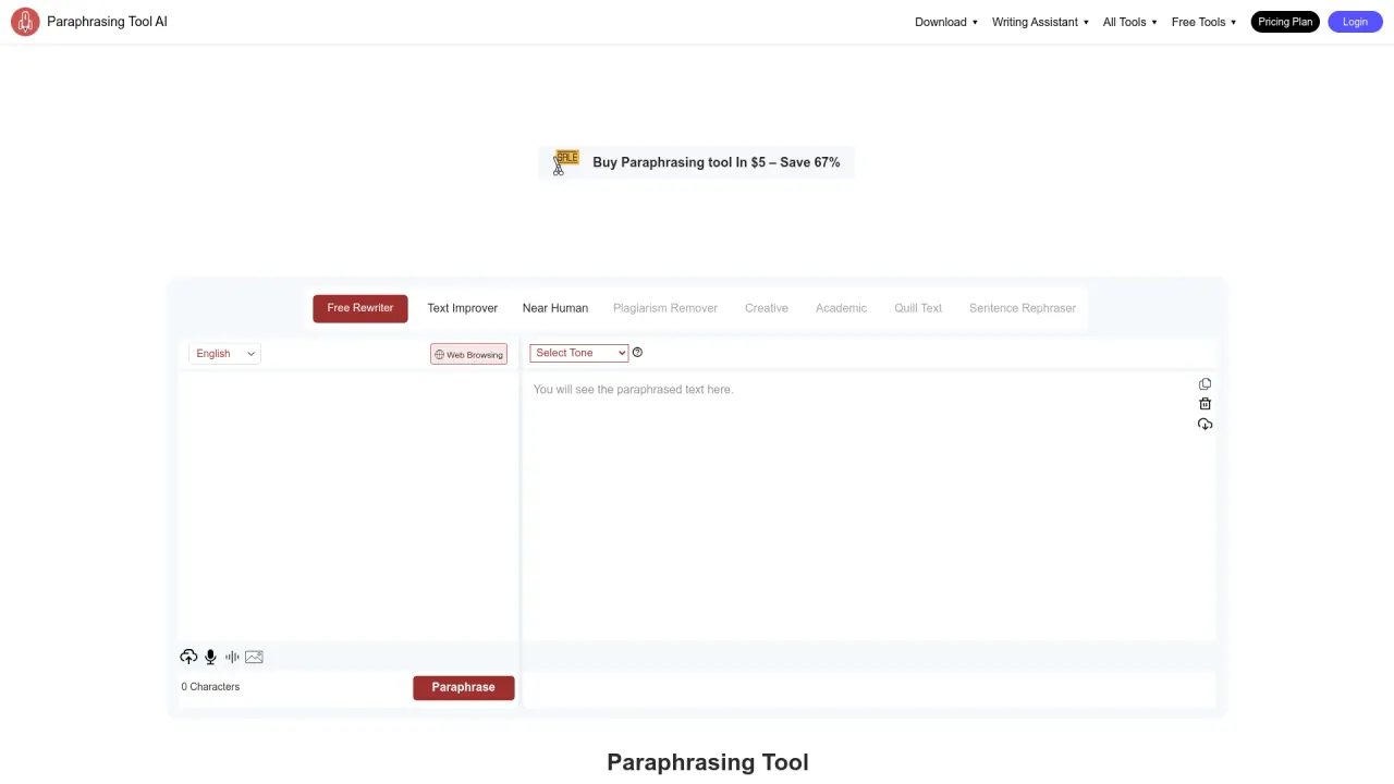 ParaphrasingTool screenshot
