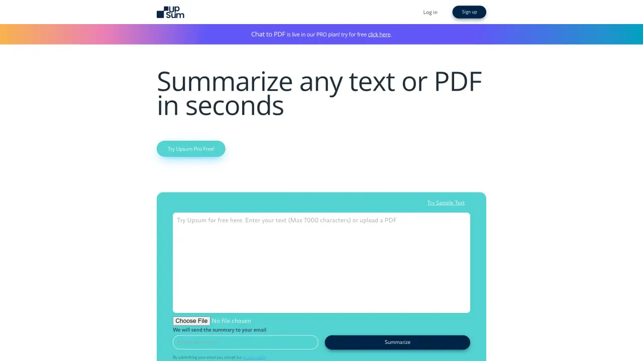Upsum.io screenshot